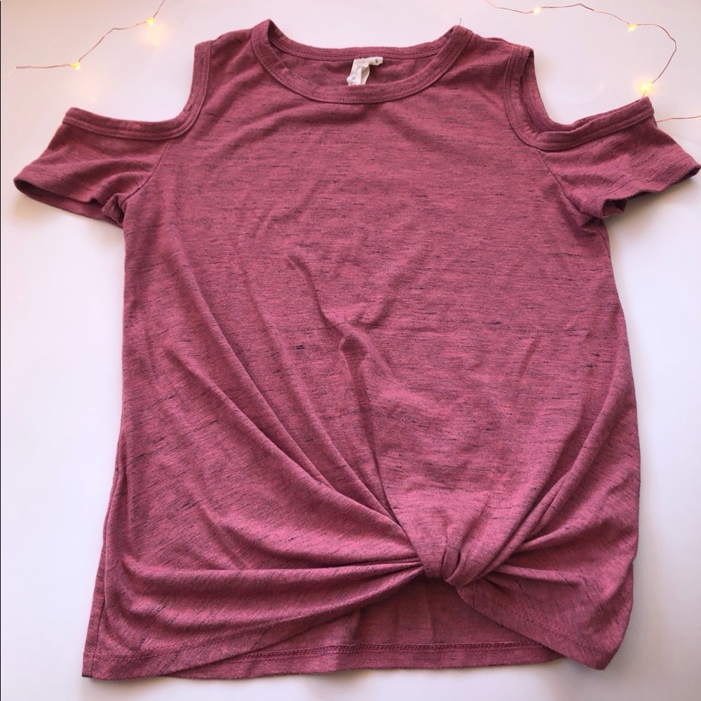 Pink Cut-Out Shoulder Top